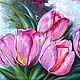 Картина маслом Розовые тюльпаны Весенний букет цветы, Картины, Краснодар,  Фото №1