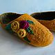 Felted Slippers. Slippers. Wool sneaker. Sneakers with flowers, Slippers, Moscow,  Фото №1