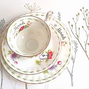 Винтаж handmade. Livemaster - original item Porcelain trio, cup, saucer, March, Royal Albert, England.. Handmade.