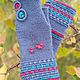 Women's warm mittens with embroidery knitted - a gift for a woman on March 8, Mitts, Ekaterinburg,  Фото №1