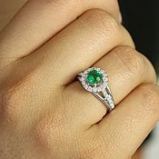 Украшения handmade. Livemaster - original item Emerald Engagement Ring, Gold Split Shank Ring, Anniversary Ring May B. Handmade.