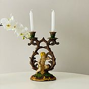 Винтаж: Редкость!Антикварный канделябр лампа из дерева 18 век,Италия