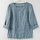 Блузка с открытыми краями из серо-голубого льна. Блузки. LINEN & SILVER ( ЛЕН и СЕРЕБРО ). Ярмарка Мастеров.  Фото №4