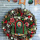 Рождественский Венок с дверцей 43  см. Интерьерные венки. Zuli. Ярмарка Мастеров.  Фото №5
