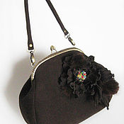 Сумки и аксессуары handmade. Livemaster - original item Bag with clasp women`s brown genuine suede with a flower. Handmade.