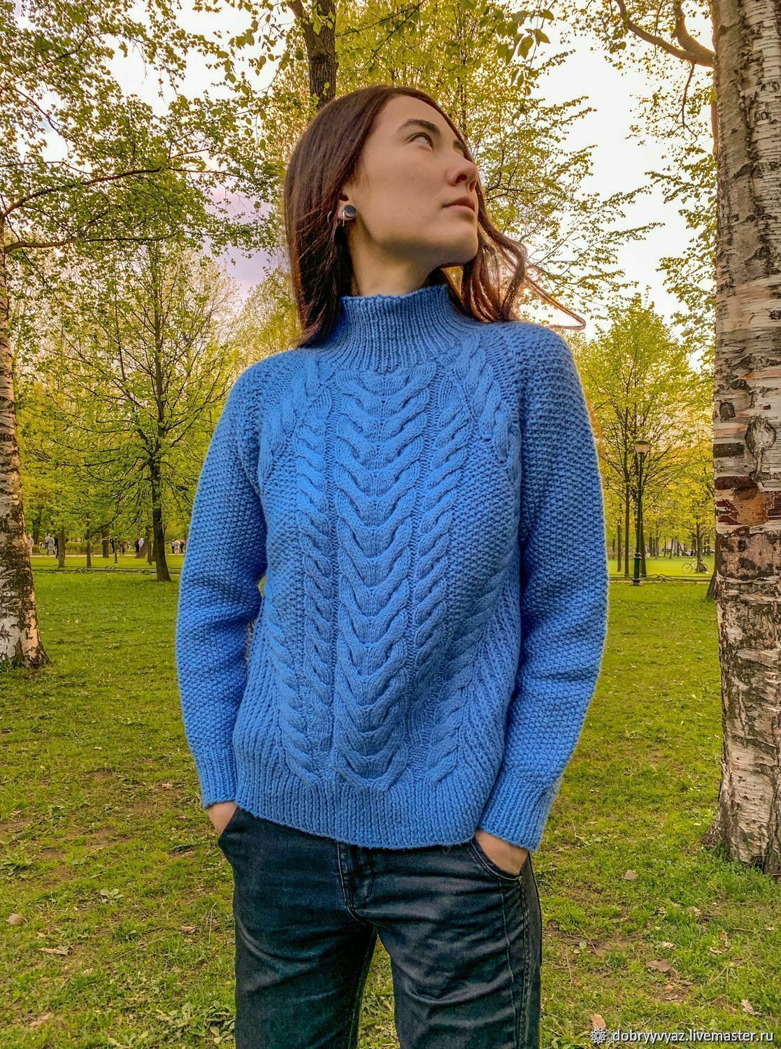 Blue Women s Wool Sweater Knitted Merino Jumper GCC29COM Sweaters Ulan Ude