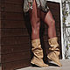 boots: FIORE Beige / Perforated Handmade Summer Boots, High Boots, Rimini,  Фото №1