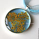 Blue pendant with yellow flowers, Pendant, Subotica,  Фото №1