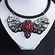 Черное колье с крыльями из кристаллов Swarovski, чокер. Колье. Nika (YaNikaJewelry). Ярмарка Мастеров.  Фото №4