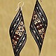 Earrings with micromosaic of wood Petals wooden inlay unique gift, Earrings, Kursk,  Фото №1