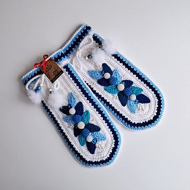Аксессуары ручной работы. Ярмарка Мастеров - ручная работа Варежки "Морозко". Handmade.