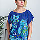 Blue Blouse tunic Peacock hand painted. Blouses. Koler-art handpainted wear. Online shopping on My Livemaster.  Фото №2