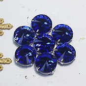 Материалы для творчества handmade. Livemaster - original item Rivoli rhinestones 14 mm Blue sapphire in a frame. Handmade.