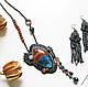 Серьги синие с бахромой "Другая Вселенная". Серьги классические. Lora Vi Bead Jewelry. Ярмарка Мастеров.  Фото №5
