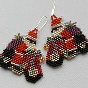 Украшения handmade. Livemaster - original item Earrings-brush: Beaded Earrings, Santa Earrings. Handmade.
