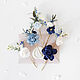 Невидимки в волосы с цветами Navy Blue flowers, Украшения для причесок, Краснодар,  Фото №1