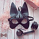 Комплект маска из кожи и наручники. Маска для ролевых игр. Irenamimi_shop. Ярмарка Мастеров.  Фото №5