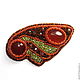 A brooch made of beads with carnelian Fantasy. Brooches. Beads Ideas. My Livemaster. Фото №4
