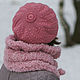 Женская шапка берет снуд шарф теплый варежки вязаный комплект на зиму. Варежки. Вязаные футболки, топы, джемпера от 'Azhurles'. Ярмарка Мастеров.  Фото №5