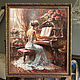Картина   в раме большая 100 х 90 см пианистка в старинном платье, Картины, Москва,  Фото №1