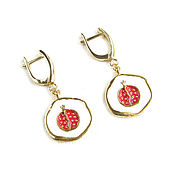 Украшения handmade. Livemaster - original item Garnet earrings, white enamel earrings,circle earrings. Handmade.