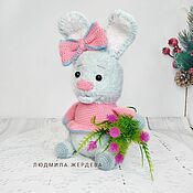 Куклы и игрушки handmade. Livemaster - original item Bunny knitted toy with a bow. Handmade.