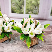 Косметика ручной работы handmade. Livemaster - original item Soap Snowdrops in a handmade basket flowers as a gift on March 8. Handmade.