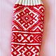 Knee socks 'Slavic ornament', Russian style, Red and white. Costumes3. Nadezhda Perepelitsa. My Livemaster. Фото №5