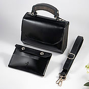 Сумки и аксессуары handmade. Livemaster - original item Amely-Black leather women`s handbag, handbag with wood. Handmade.