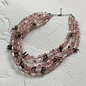 Украшения handmade. Livemaster - original item Necklace made of lepidocrocite, rose quartz and tourmaline. Handmade.