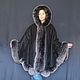 Order Cashmere poncho with fox fur bluefrost. National Brand. Livemaster. . Ponchos Фото №3