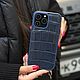 Чехол из синего крокодила iPhone 16 Pro Max. Чехол. Маргарита. Интернет-магазин Ярмарка Мастеров.  Фото №2
