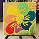 The painting of a flower-a seven-flower for wishes on a mini easel 10h10h0,5 cm. Pictures. Larisa Shemyakina Chuvstvo pozitiva (chuvstvo-pozitiva). Интернет-магазин Ярмарка Мастеров.  Фото №2