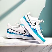 Кроссовки белые Nike Air Force 1 унисекс, кастом Маус, ручная роспись