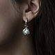 Earrings 'Easy' Silver, pearls, cubic zirconia, Earrings, Krasnoyarsk,  Фото №1