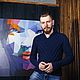 Свитер "Диагонали". Свитеры мужские. Творческая мастерская 'OL!GA'. Интернет-магазин Ярмарка Мастеров.  Фото №2