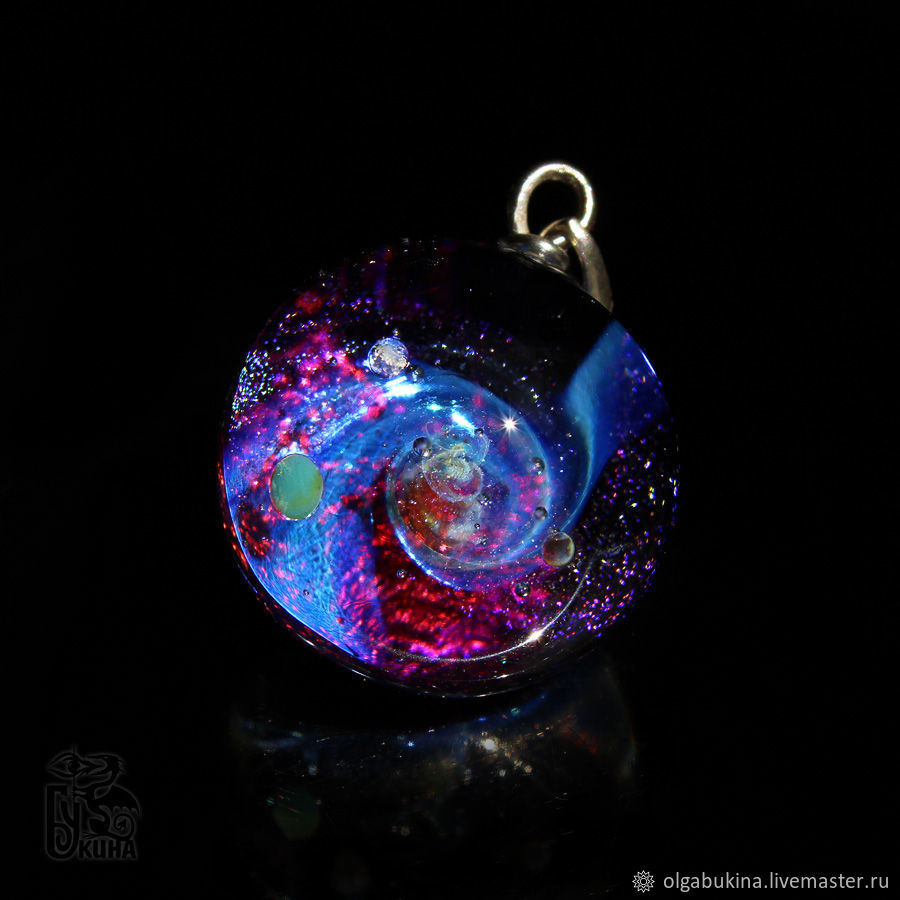 Pendant ball Purple light. Galaxy space Glass Universe Necklace, Pendant, Moscow,  Фото №1