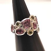 Украшения handmade. Livemaster - original item Rings: silver ring with pink spinel and chrysolite. Handmade.