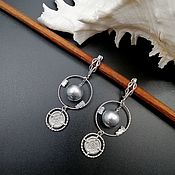 Украшения handmade. Livemaster - original item Large earrings with cotton pearls 