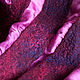Розово-бордовый шёлковый шарф с геометрическим узором из шерсти. Шарфы. Ковылина Анна. Интернет-магазин Ярмарка Мастеров.  Фото №2