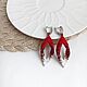 Earrings Classic Leaves Red White Gradient buy. Earrings. Tatyana Kudryavceva (KroskaBusinca). My Livemaster. Фото №4