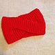 Order Knitted turban-scarf of bright red color. allabarinova. Livemaster. . Bandage Фото №3