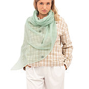 Белый палантин из кашемира, кашемировый шарф с узором пейсли