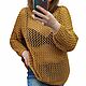 Джемпер сетка из хлопка горчичного цвета. Кофты-сетки. AccessoriesWool вязание на заказ. Ярмарка Мастеров.  Фото №6