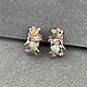Серьги с опалами 3,76 ct и рубинами 0,9 ct. Серьги классические. AMG. Интернет-магазин Ярмарка Мастеров.  Фото №2