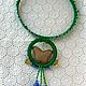  Butterfly. Green macrame necklace with embroidery. Necklace. IrinaSkripkaMBeads. My Livemaster. Фото №5