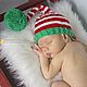 Шапочка "Рождественская". Шапки детские. Newbornaccessories. Интернет-магазин Ярмарка Мастеров.  Фото №2