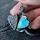 Кулон с бирюзой "Сердечки". Кулон. ЖуЖа_jewelry. Ярмарка Мастеров.  Фото №4