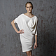 Dress white, knitted, dress. warm Angora wool knee length, loose fitting, comfortable dress for every day
