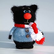 Куклы и игрушки handmade. Livemaster - original item Knitted mohair Blackie cat. Amigurumi. 14 cm.. Handmade.